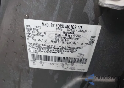 2013 Ford Edge Sel from USA, damaged, VIN 2FMDK3JC6DBB17118